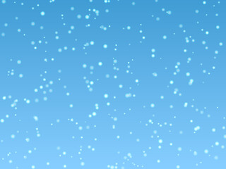 Christmas snow. Falling snowflakes on blue background. Snowfall. Vector illustration