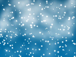 Christmas snow. Falling snowflakes on blue background. Snowfall. Vector illustration