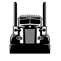 Semi USA truck, vector illustration , flat style, front view
