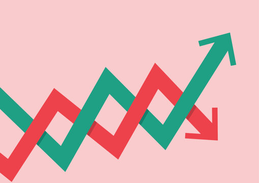 Stock market fluctuation arrow