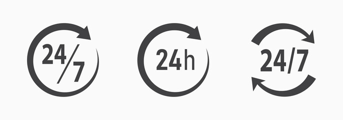 24-7 service icon. Vector illustration on white.