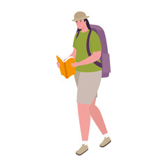 man reading a book with bag design of Activity and leisure theme Vector illustration