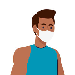 New normal of man with mask design of covid 19 virus and prevention theme Vector illustration