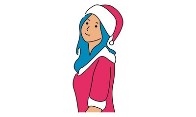 Christmas woman. Vector cartoon illustration