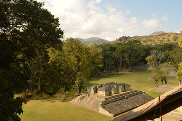 Fototapeta na wymiar The ruins of the Mayan temple city of Copan in the jungles of Honduras in Central America