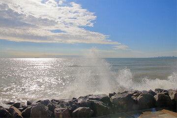 Sunny autumn day on the Black Sea coast.