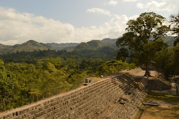 The Mayan ruins in the temple city of Copan in the jungle of Honduras, Central America