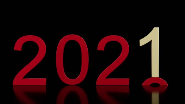 Filmato. Illustrazione 3D. Anno nuovo 2021. Capodanno 2021 in numeri. Il 2021 sostituisce il 2020..