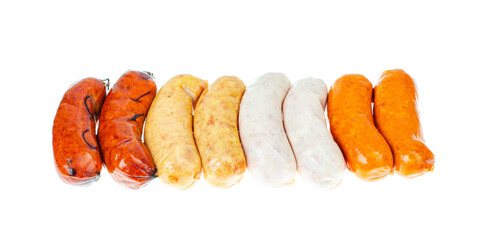 Grilled meat sausages with various spices and natural colors.