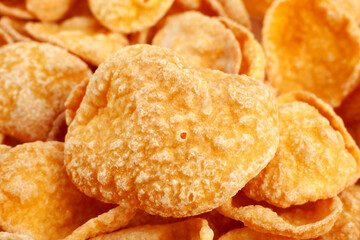 Yellow cornflakes closeup