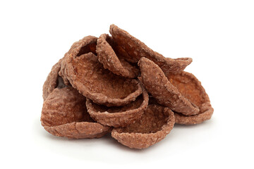 Brown cocoa cornflakes closeup