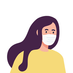New normal of woman with mask design of covid 19 virus and prevention theme Vector illustration