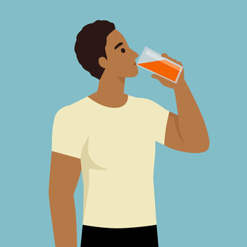 Fitness Illustration of a Muscular Man drinking fresh juice for his health flat illustration