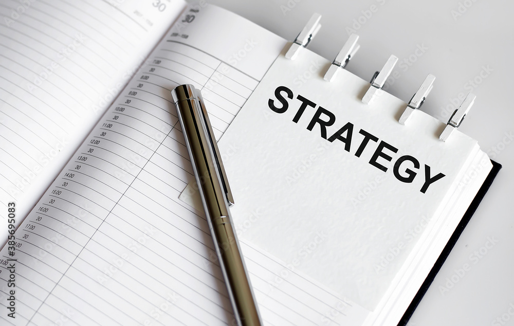 Poster text strategy on the short note texture background with pen