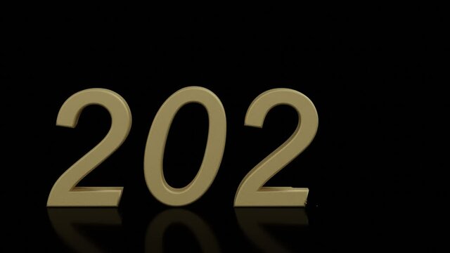 Filmato. Illustrazione 3D. Anno nuovo 2021. Capodanno 2021 in numeri. Il 2020 esplode e si forma il 2021..