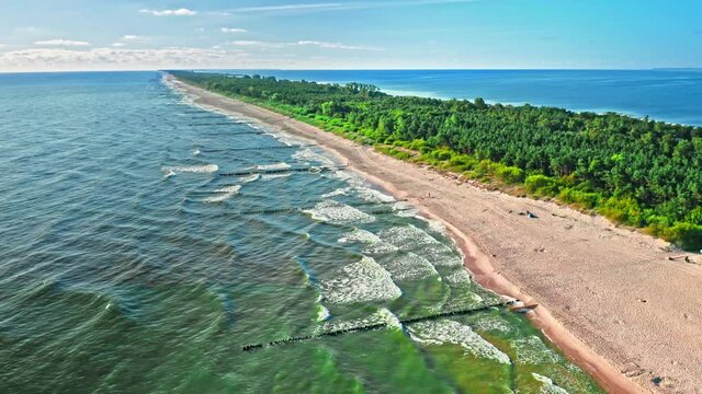 Peninsula Hel on Baltic Sea in summer, aerial view