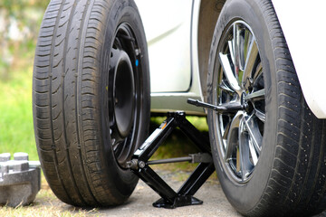 Naklejka premium car wheel isolated on white