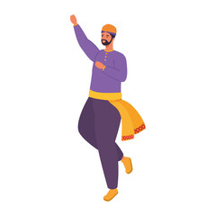 Indian man cartoon dancing design, India culture travel and asia theme Vector illustration