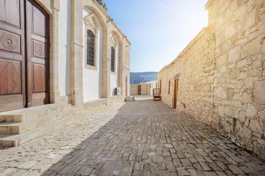 Cobbled street of the Kykkos monastery in Cyprus