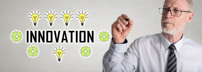 Businessman drawing innovation concept