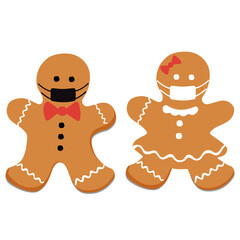 Gingerbread with mask, celebration christmas  vector illustration 