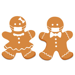 Gingerbread with mask, celebration christmas  vector illustration 