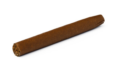One hand rolled cigar isolated on white