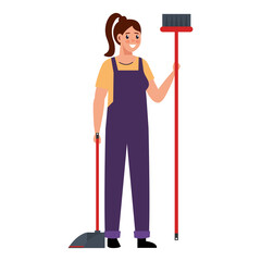 woman with dustpan and broom design, Cleaning service wash and home theme Vector illustration