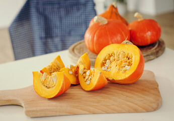 pumpkin on cutting board