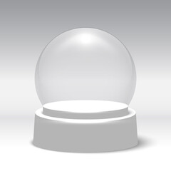 Christmas snow globe. Glass sphere. Vector illustration.