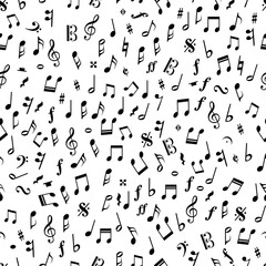 Beautiful seamless vector pattern with music notes