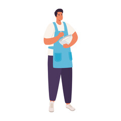 man cooking with bowl design of Activity and leisure theme Vector illustration