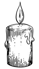 Wax candle, hand drawn vector