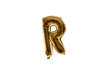 A gold ballons letters on white background