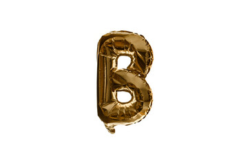 A gold ballons letters on white background