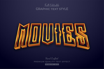 Movies Gold Editable Premium Text Style Effect
