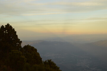 Camping with a view to a volcano eruption on Fuego and the active Volcan Acatenango in Guatemala