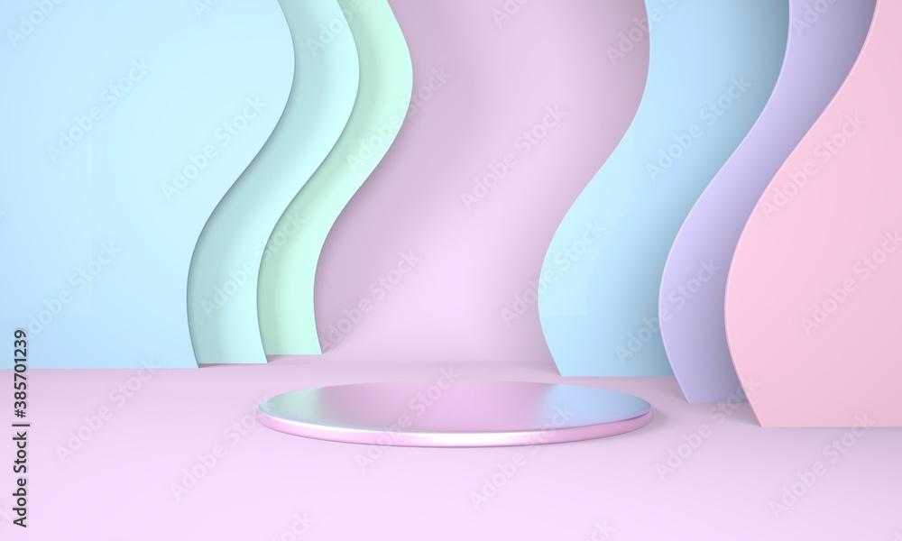 Poster podium use for product presentation. abstract wave background. 3d rendering - illustration.