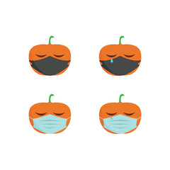 4 collection of Pandemic Halloween Pumpkin (Jack-o'-lantern) Character using Mask