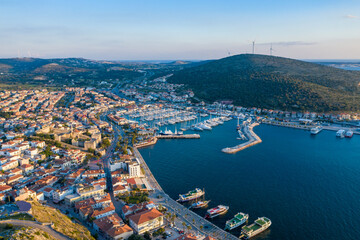 Fototapeta premium Çeşme Coast Sunset Drone Aerial