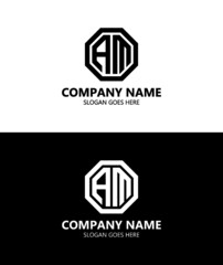 am letter branding logo Design, black white color