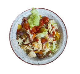 Israel  Ptitim casserole with chicken and vegetables