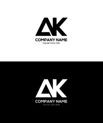 ak letter branding logo Design, black white color