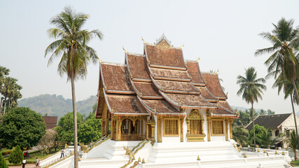 Wat Xieng Thong Buddhist Temple Pagoda in Luang Prabang, Laos.