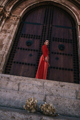 Girl in elegant dress during the day