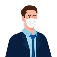 New normal of man with mask and suit design of covid 19 virus and prevention theme Vector illustration
