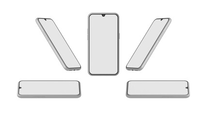 White Smart Phone Isolated on White Background. 3D rendering