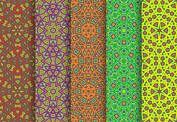 Carnival colorful seamless patterns package.