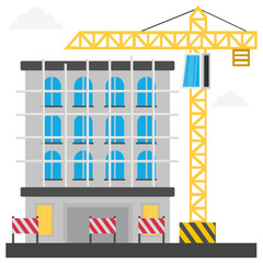  A scaffolding building which is in construction, commercial construction 