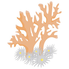 Naklejka premium A flat icon vector of cnidaria coral reef 